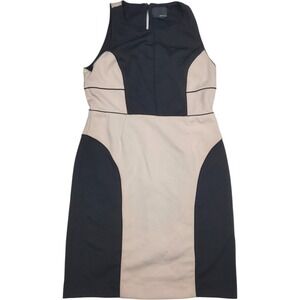 Anthropologie Greylin Sheath Dress Sz M Colorblock Black Beige Sleeveless Knee